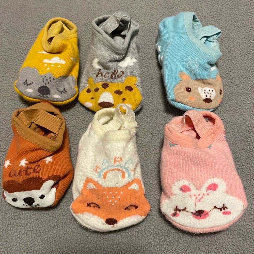 Set of 6 infant 12-36 month slipper socks